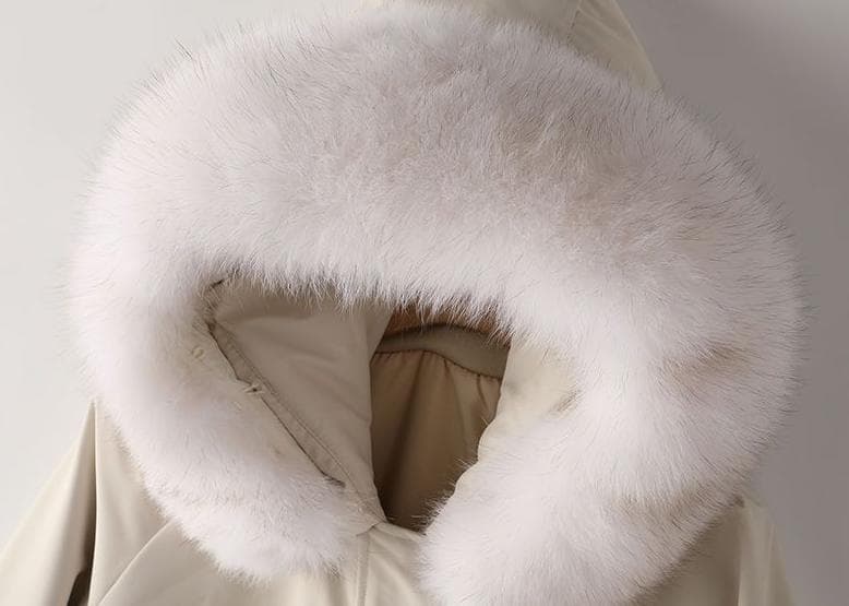 新品 ラビットファーライナーモッズコートフード付きラクーントリミング毛皮ファー