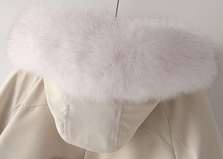 新品 ラビットファーライナーモッズコートフード付きラクーントリミング毛皮ファー