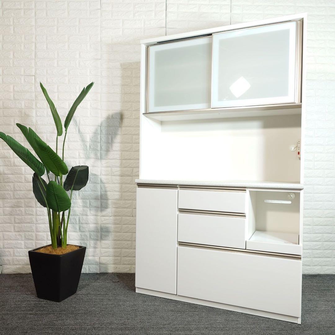 ニトリ キッチンボード アルミナ2 幅120cm カップボード 食器棚 B076