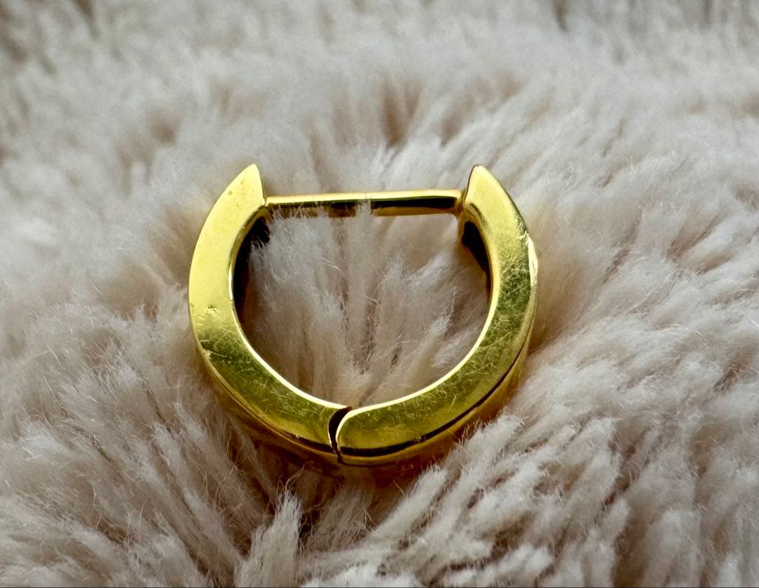 タイムセール★ジュエリーCarat 中折れ式フープピアス　K18フラット11mm