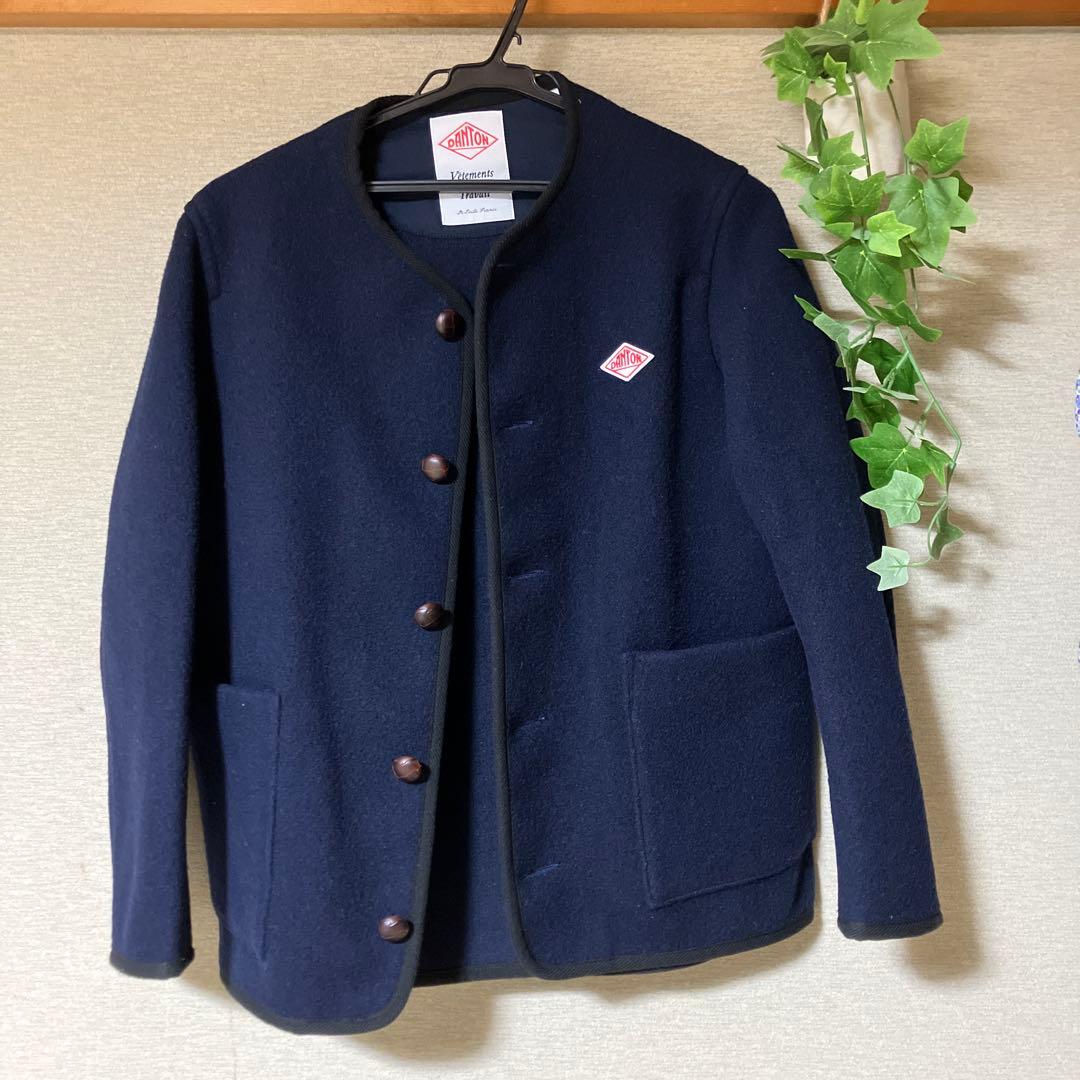 ダントン ウールモッサノーカラージャケット　ネイビー 36 美品