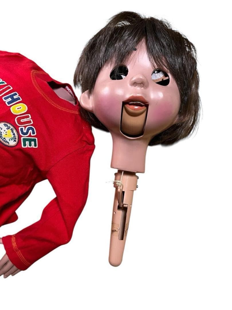 腹話術人形　腹話術　 人形 昭和レトロ　こども　約80㎝　口は可動　目は難あり