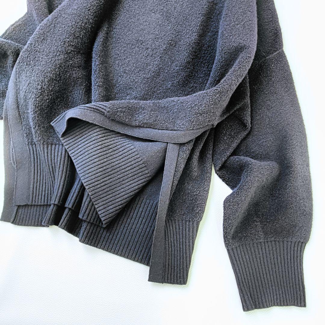 美品✨《アドーア》ウールパイルリバーシブルニットフーデ 洗える ゆったり 長袖