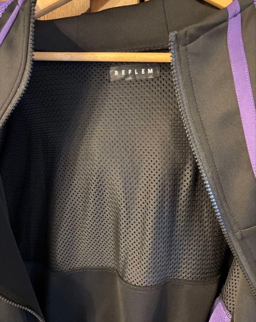 【REFLEM】レフレムメッシュ切替ハイネックジャージパーカー(黒/紫)