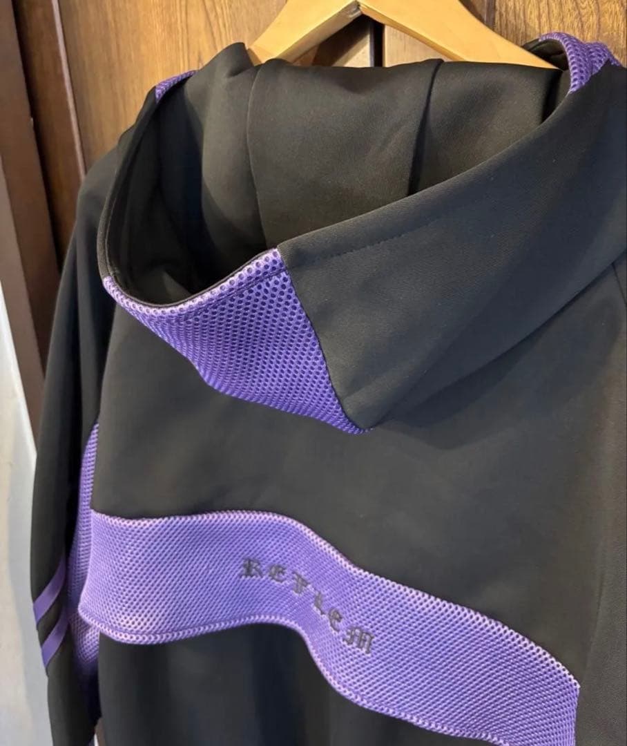 【REFLEM】レフレムメッシュ切替ハイネックジャージパーカー(黒/紫)