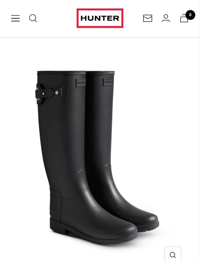 HUNTER リファインドアイレットバック ブラック長靴