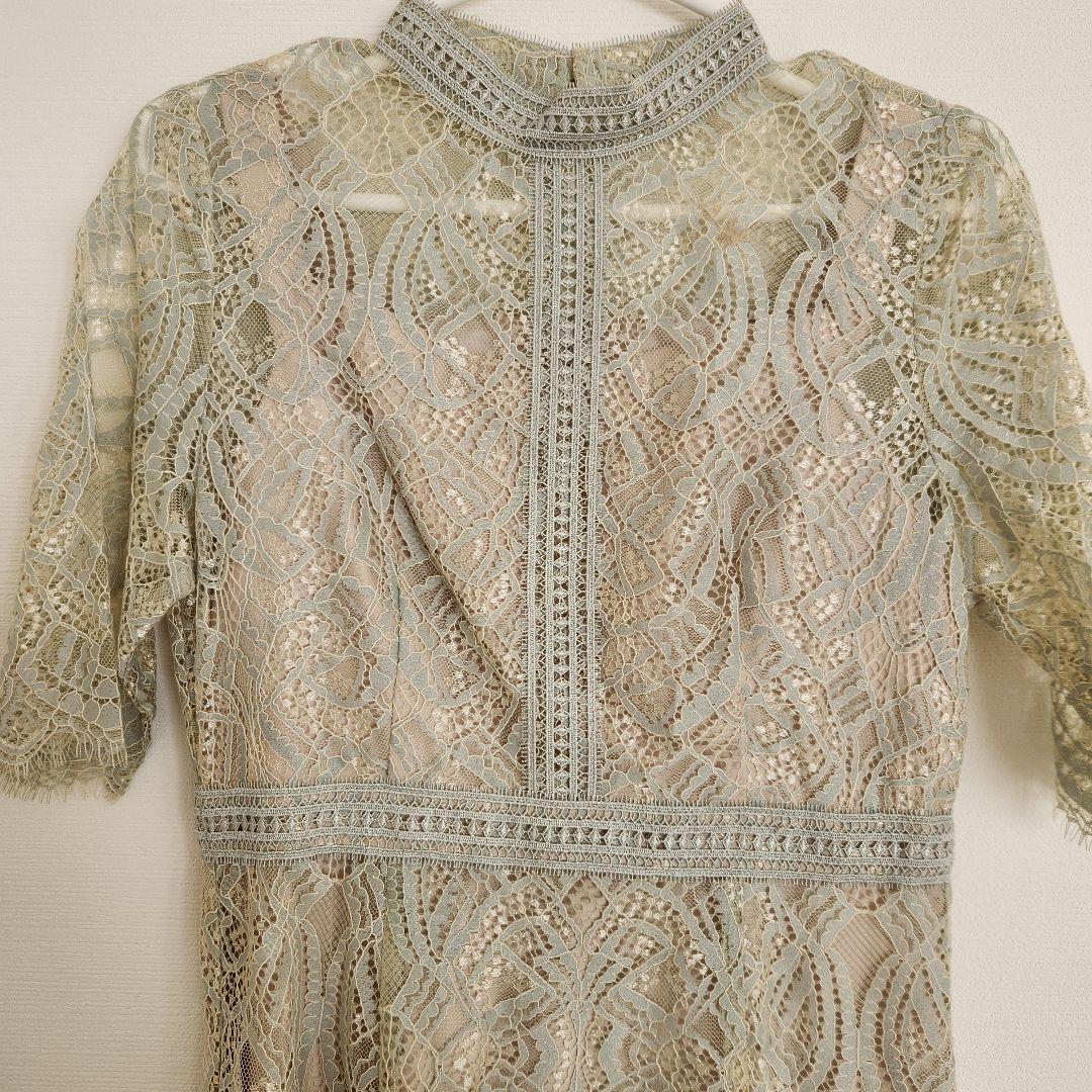 【3点セット】ミントグリーン レース パーティードレス バッグ パンプス