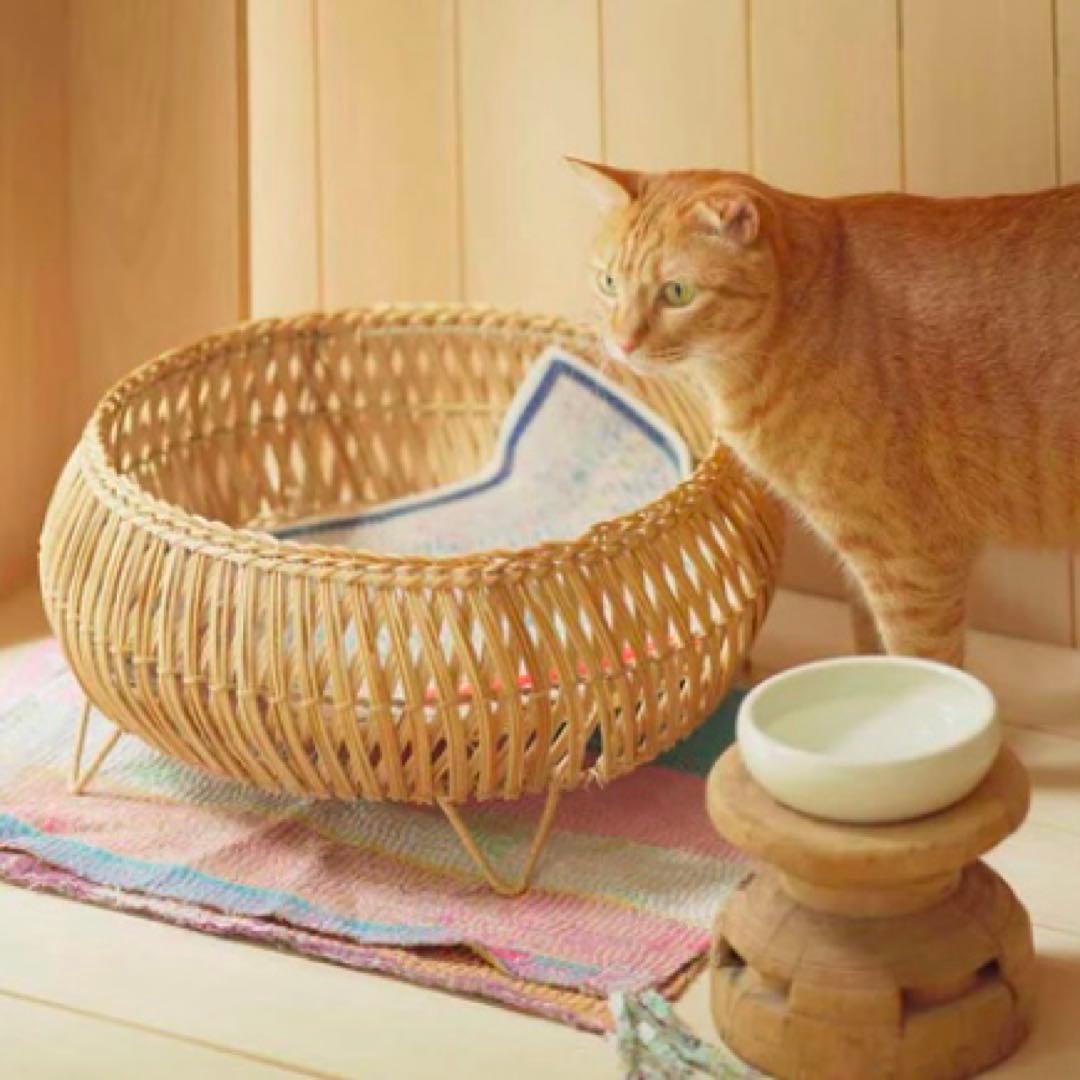 【美品】オルネコ オリジナル・スタンドバスケット　天然素材 編み込みバスケット