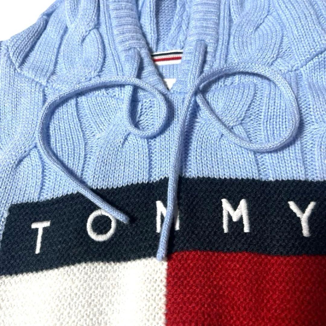 美品⭐️ トミーヒルフィガー  JEANS ニット パーカー 水色 S