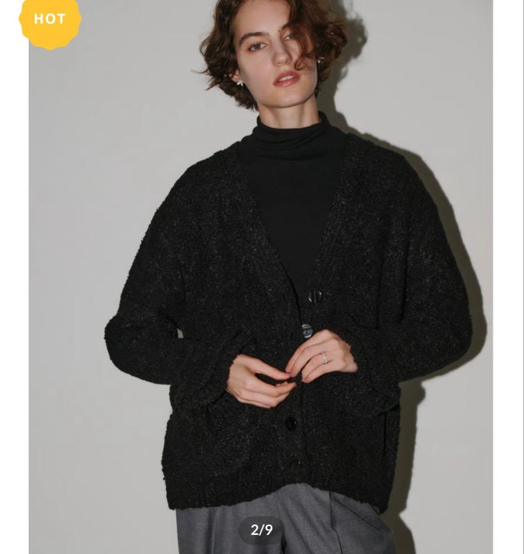 OHGA ブラック ニットカーディガン 長袖