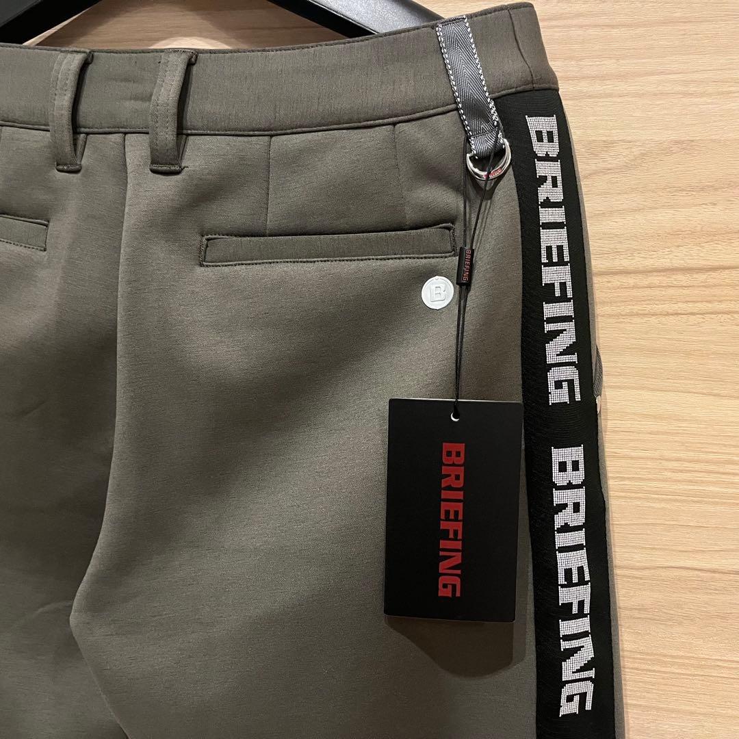 新品★34,100円 ブリーフィング 秋冬サイドロゴラインパンツ オリーヴ M