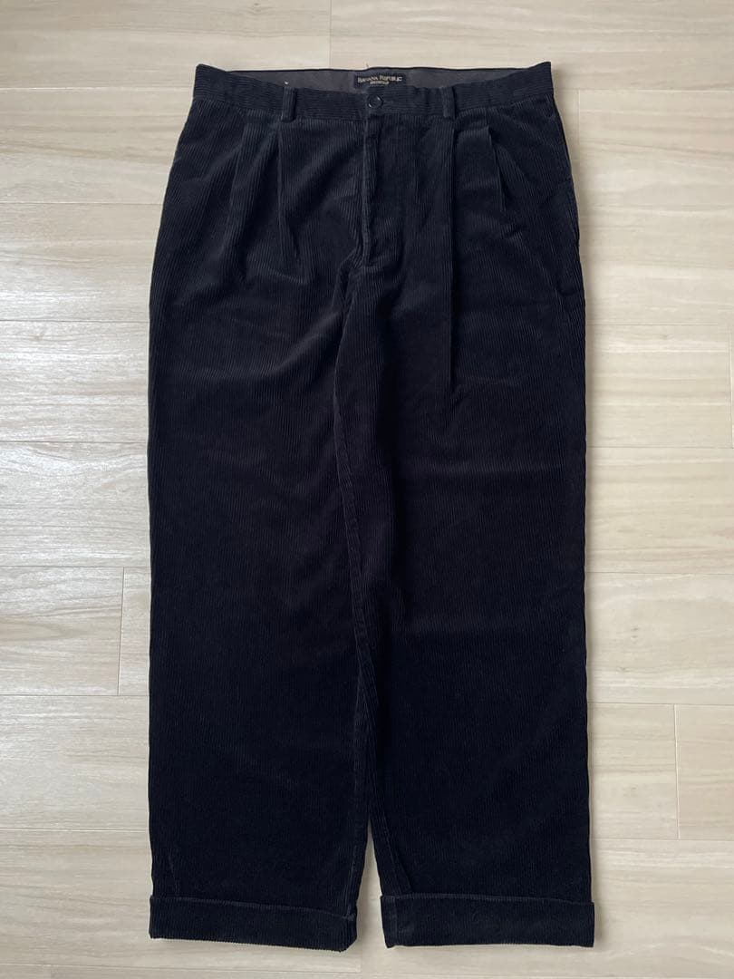 90s バナナリパブリック コーデュロイ パンツ 太畝 ブラック 黒 ビンテージ