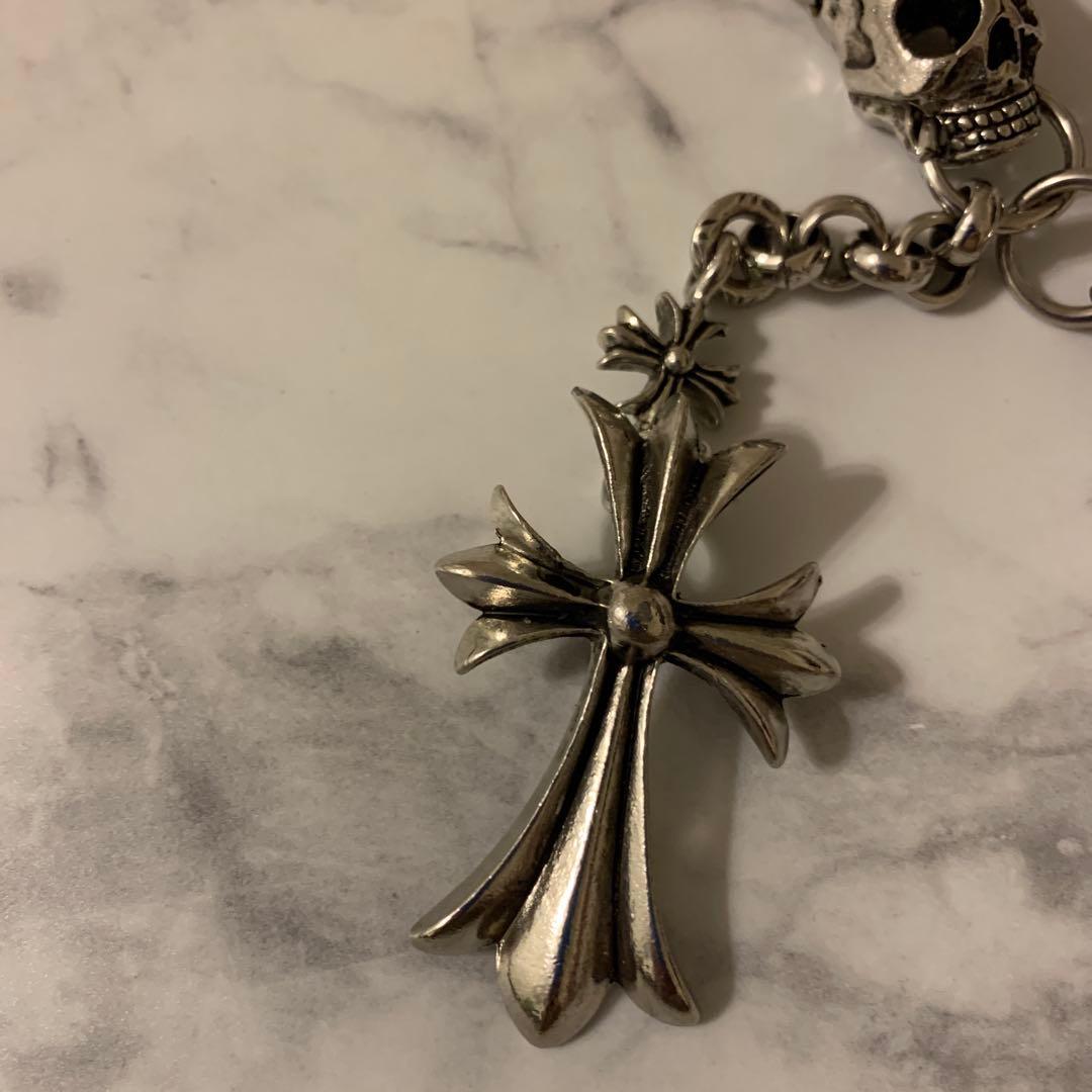 『希少』シルバー スカル クロス ウォレットチェーン