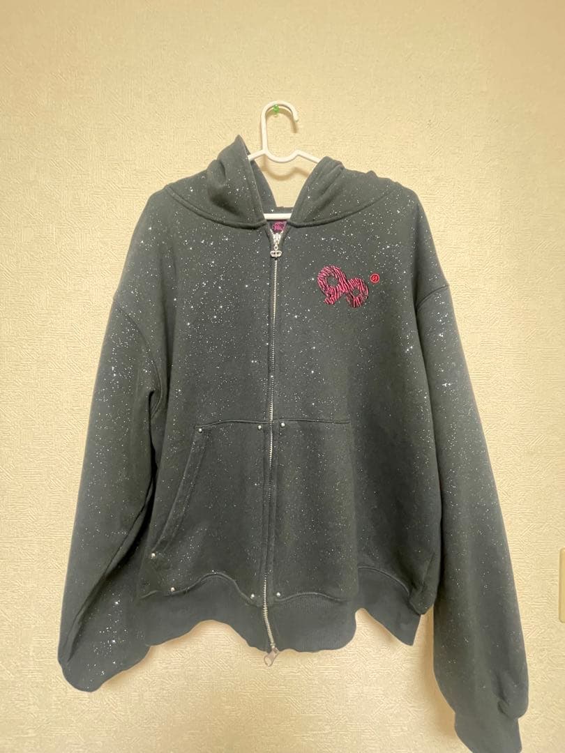 9090 girl Glitter Zip Hoodie pink Lサイズ