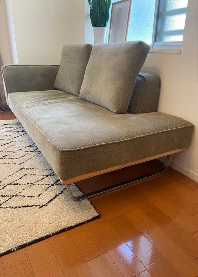 ファブリックコーデュロイカウチソファー　3人掛け