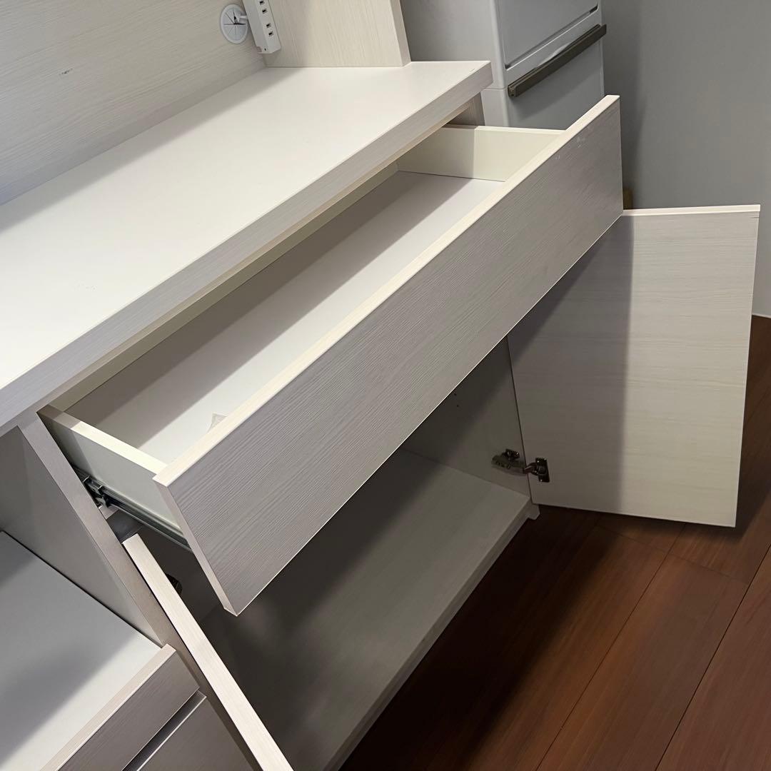 完成品 ホワイト キッチン 食器棚 引き出し ドア ホワイト レンジ台 大容量