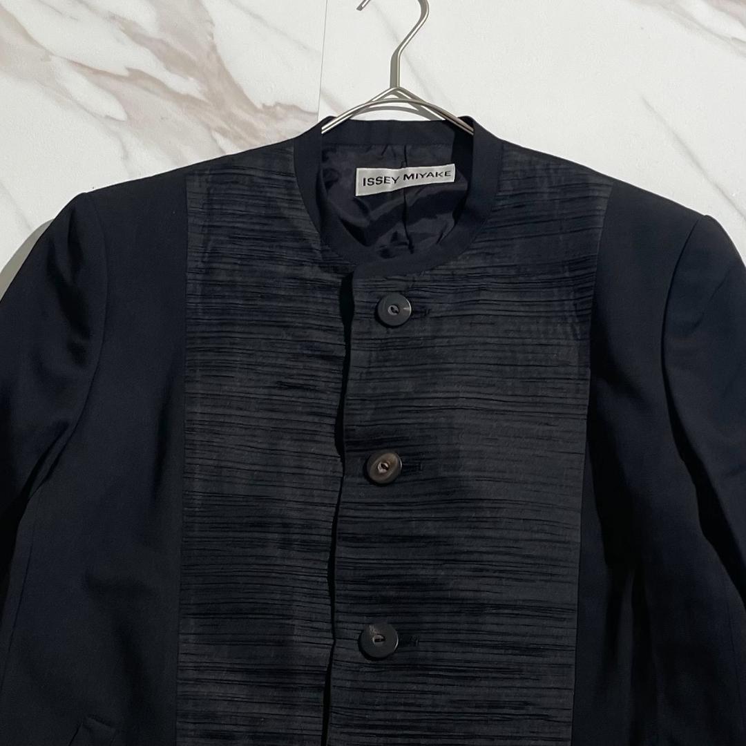 希少✨イッセイミヤケ メンズ マオカラープリーツジャケット 3 黒