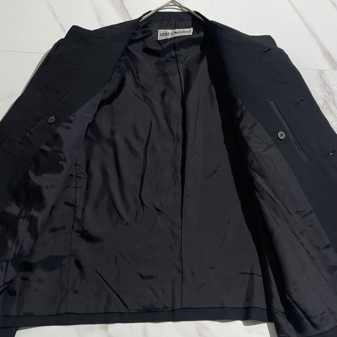 希少✨イッセイミヤケ メンズ マオカラープリーツジャケット 3 黒