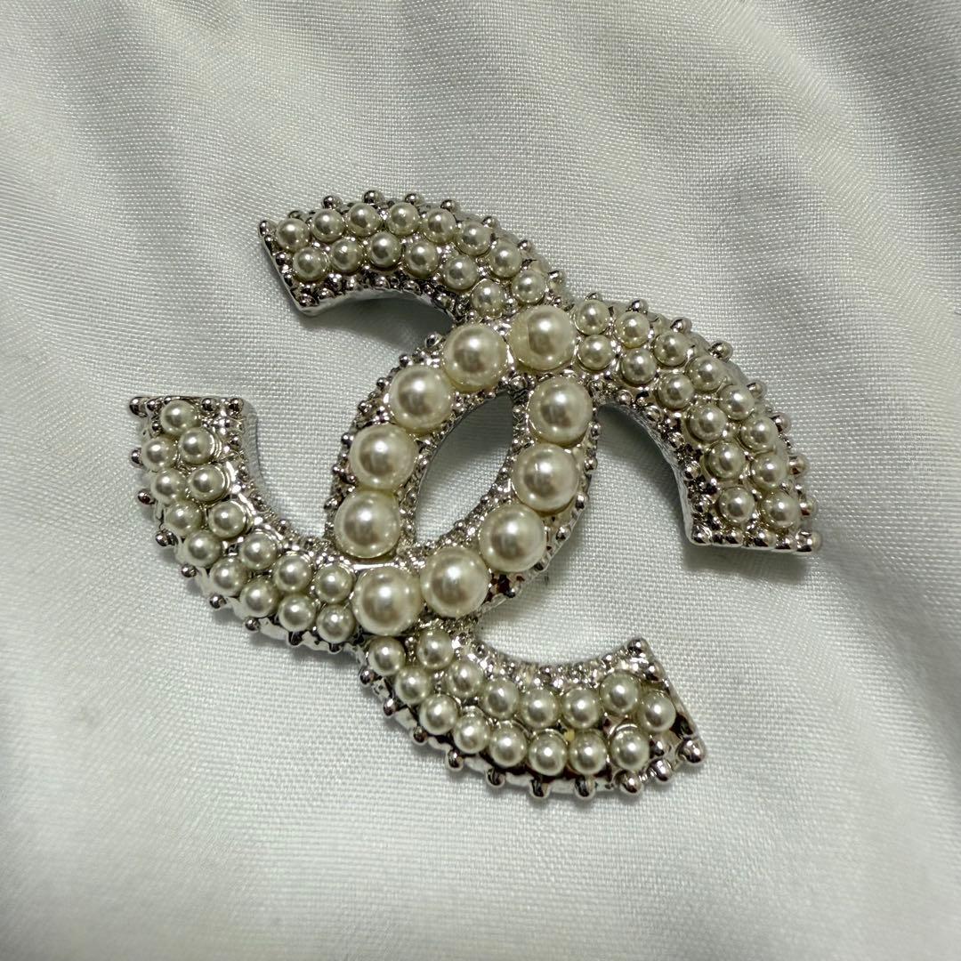 CHANEL シャネル ブローチ シルバー パール ココマーク