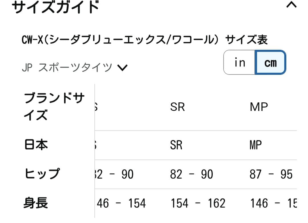 7293 SRサイズ　CW-X 　スポーツタイツ　レーディス　HZY339