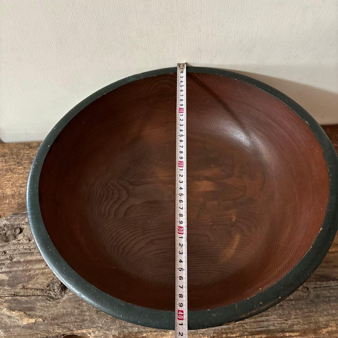 古い捏鉢　こね鉢　くり抜き盆　木地盆　古道具　アンティーク　民家　丸盆　検:李朝