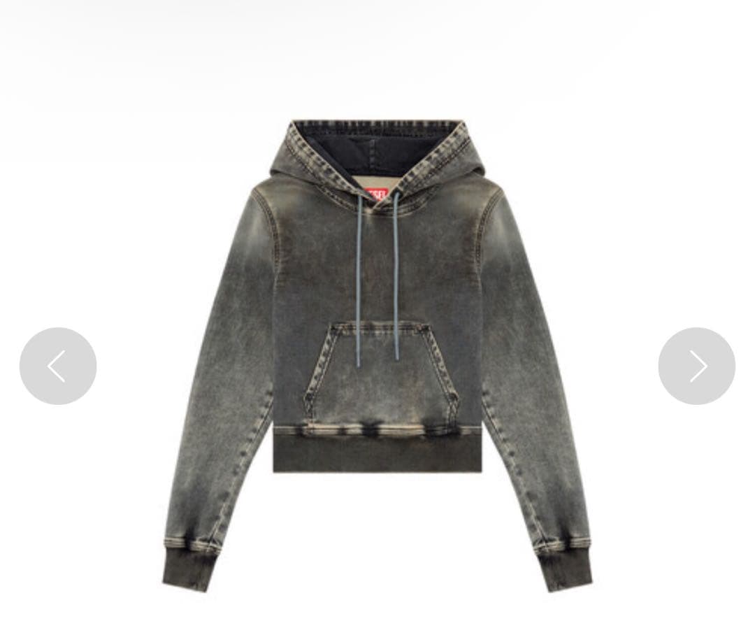 DIESEL D-ANGY-HOOD TRACK ダメージ グレー S パーカー