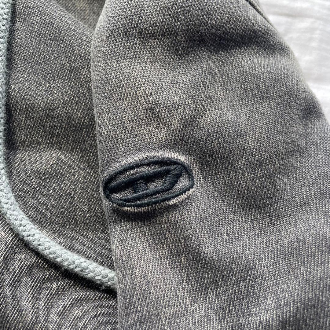 DIESEL D-ANGY-HOOD TRACK ダメージ グレー S パーカー