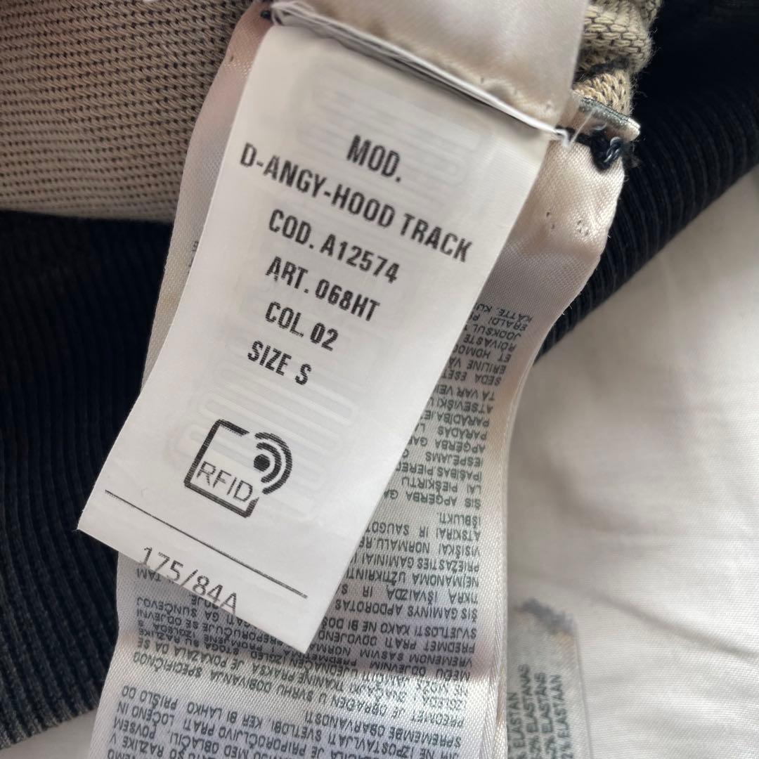 DIESEL D-ANGY-HOOD TRACK ダメージ グレー S パーカー