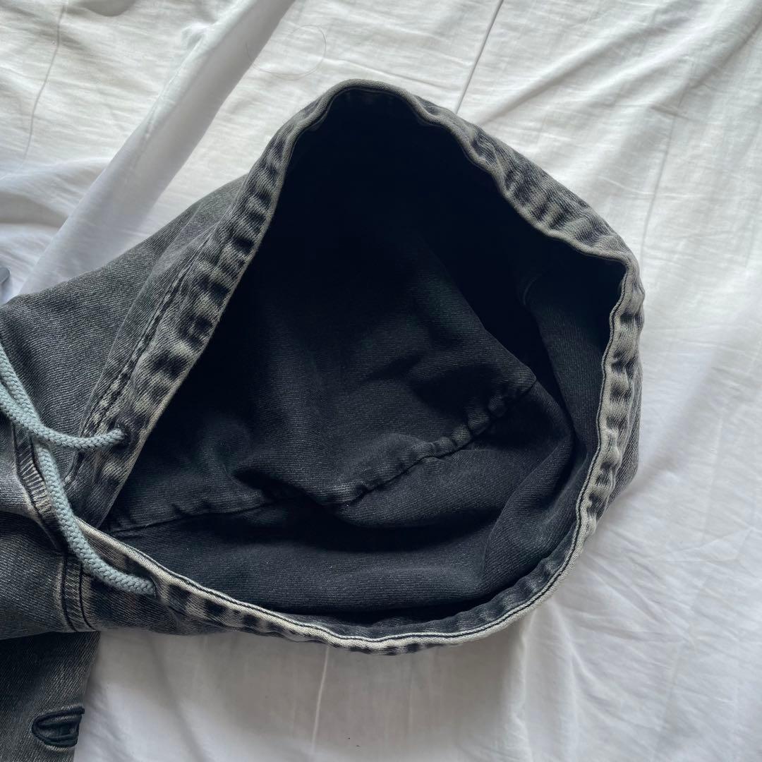 DIESEL D-ANGY-HOOD TRACK ダメージ グレー S パーカー