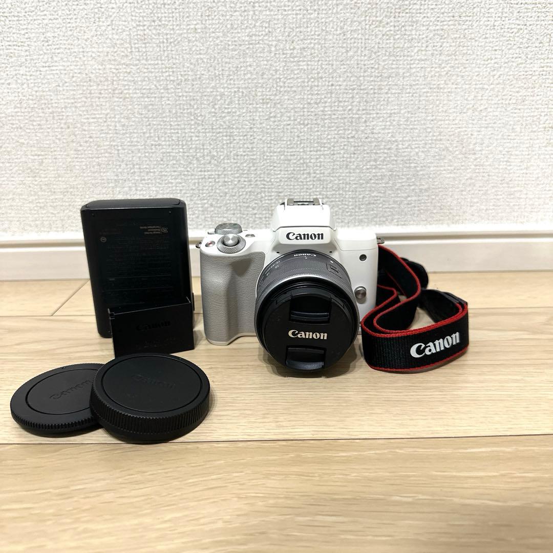 【美品】Canon EOS Kiss M2 レンズキット（ホワイト）付属品あり