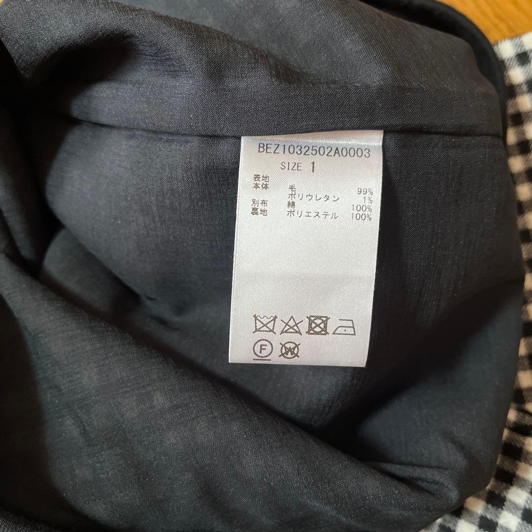 ウエストリブチェックパンツ　ブラック