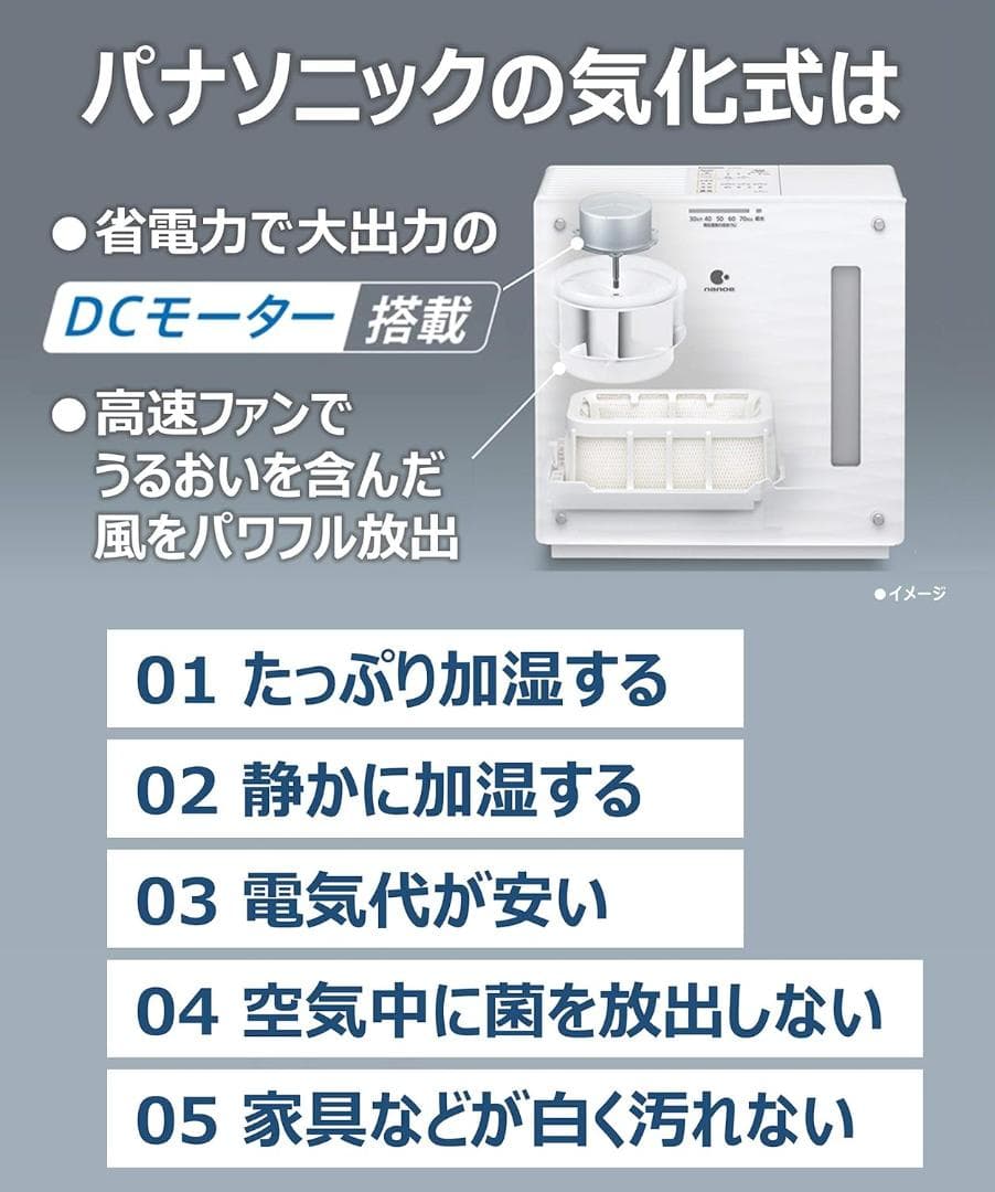 ナノイー　パナソニック気化式加湿機 2019年製 19畳 FE-KXS07-T