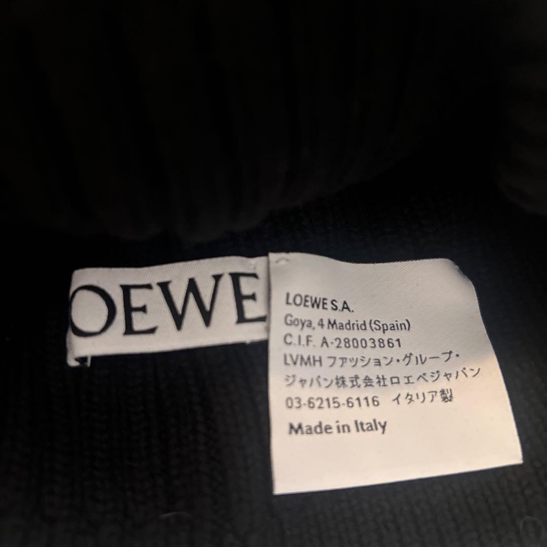 【正規品】LOEWE ロエベ ビーニー ニット帽 ウール 黒 刺繍ロゴ