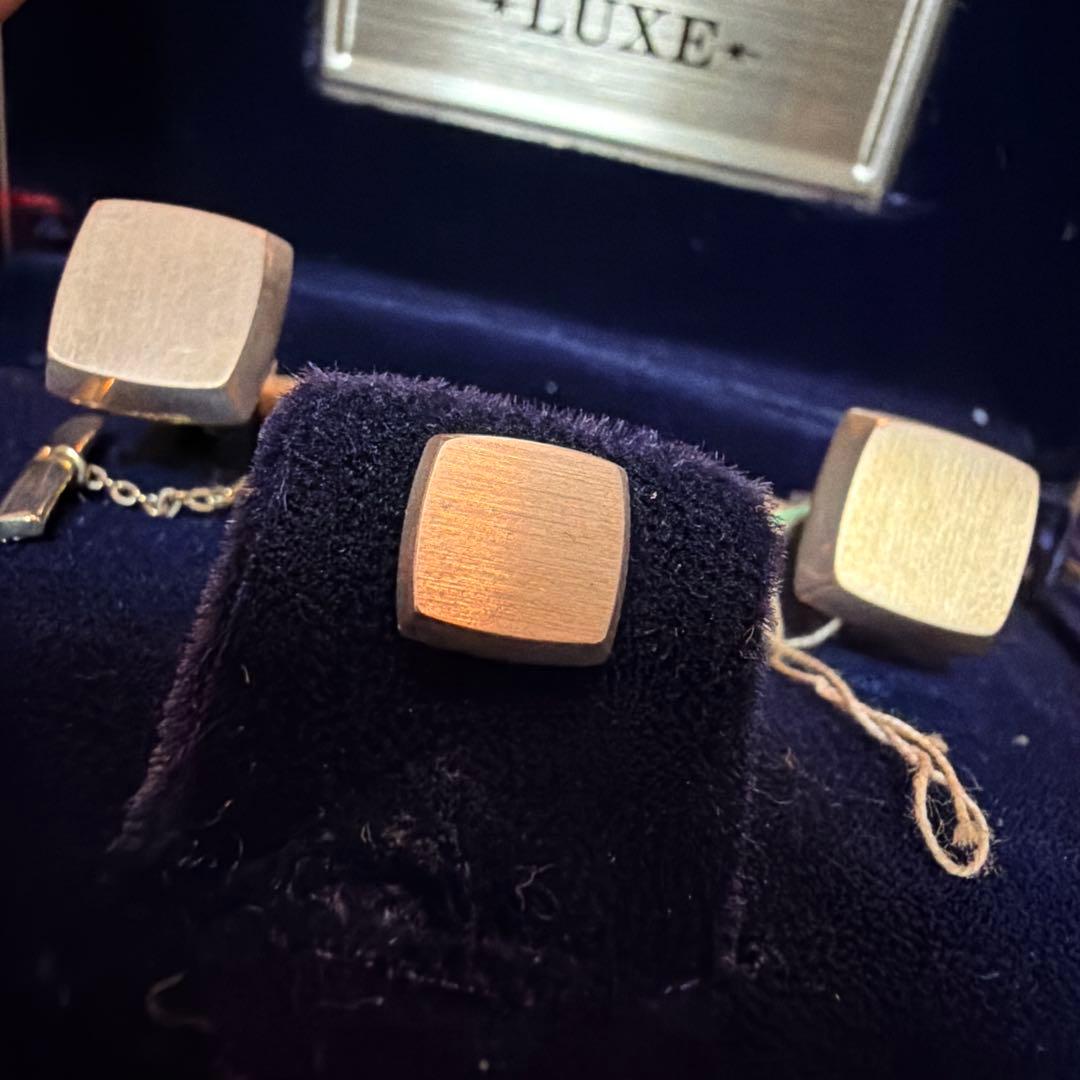 【昭和レトロ】GEMS LUXE カフス & タイピン セット 【金製 K10】