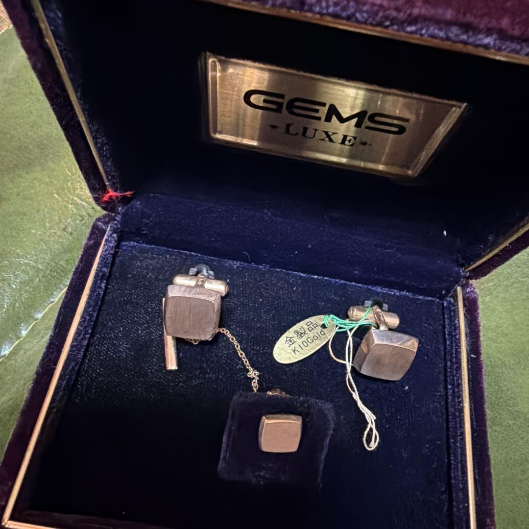 【昭和レトロ】GEMS LUXE カフス & タイピン セット 【金製 K10】