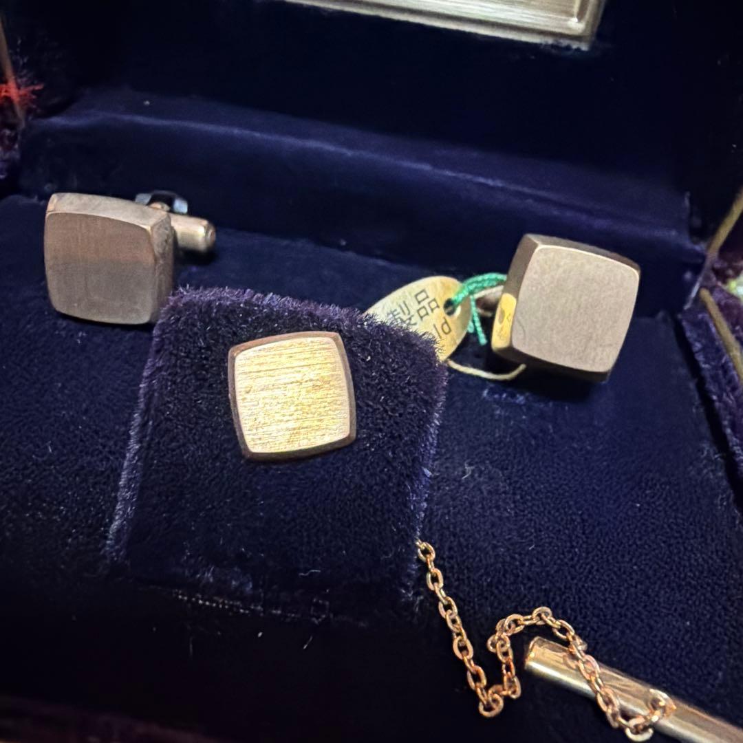 【昭和レトロ】GEMS LUXE カフス & タイピン セット 【金製 K10】