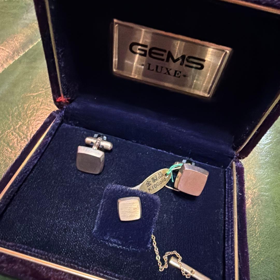 【昭和レトロ】GEMS LUXE カフス & タイピン セット 【金製 K10】