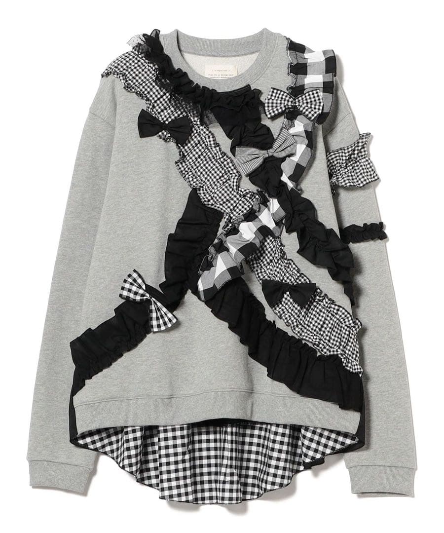 BEAMS BOY TORI-TO 別注 リボン スウェット シャツ グレー