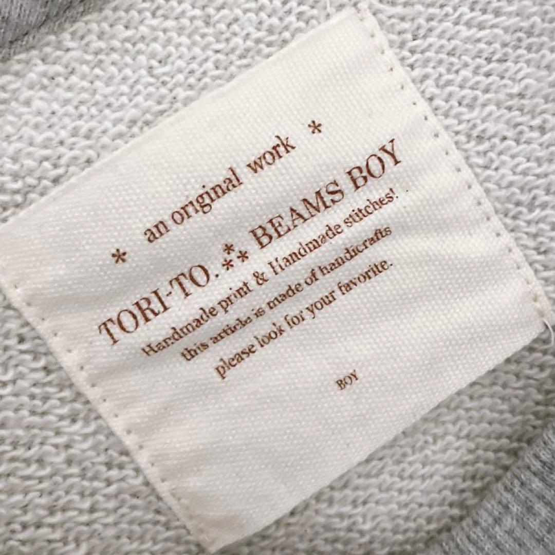 BEAMS BOY TORI-TO 別注 リボン スウェット シャツ グレー