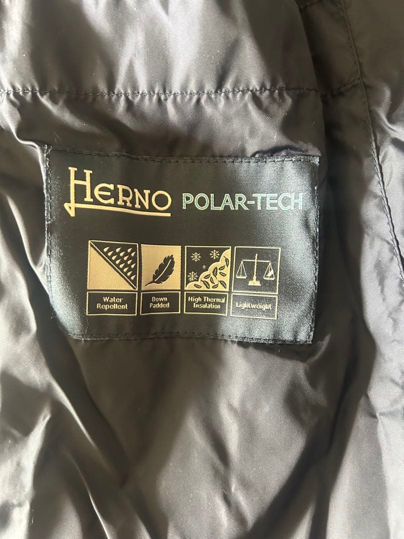 Herno ネイビー ダウンジャケット フード付き