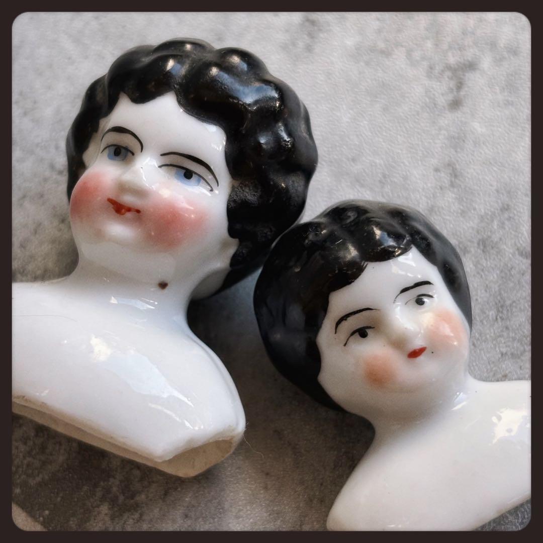 アンティーク チャイナヘッドドール　 ヘッドパーツ２個セット ビスクドール