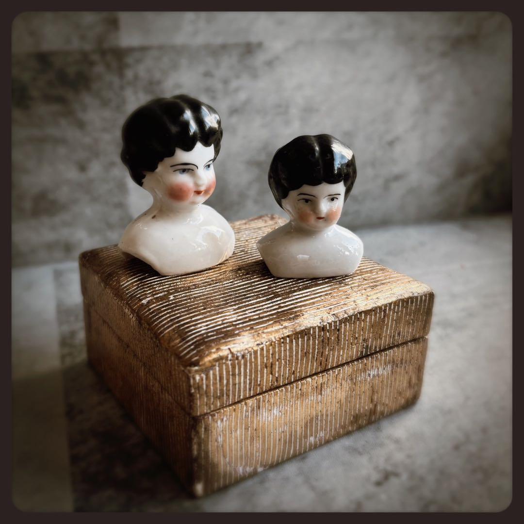 アンティーク チャイナヘッドドール　 ヘッドパーツ２個セット ビスクドール