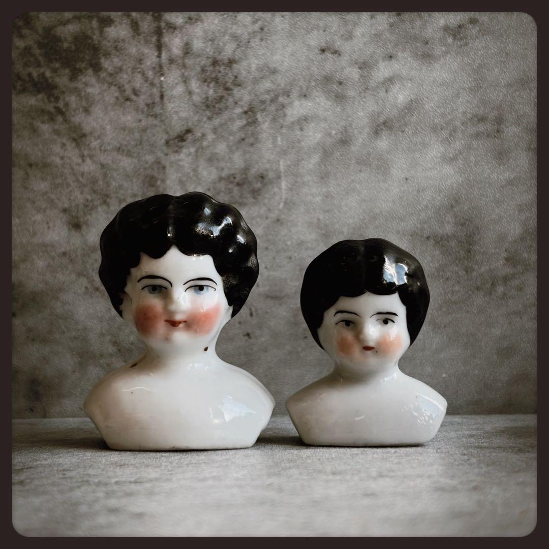 アンティーク チャイナヘッドドール　 ヘッドパーツ２個セット ビスクドール