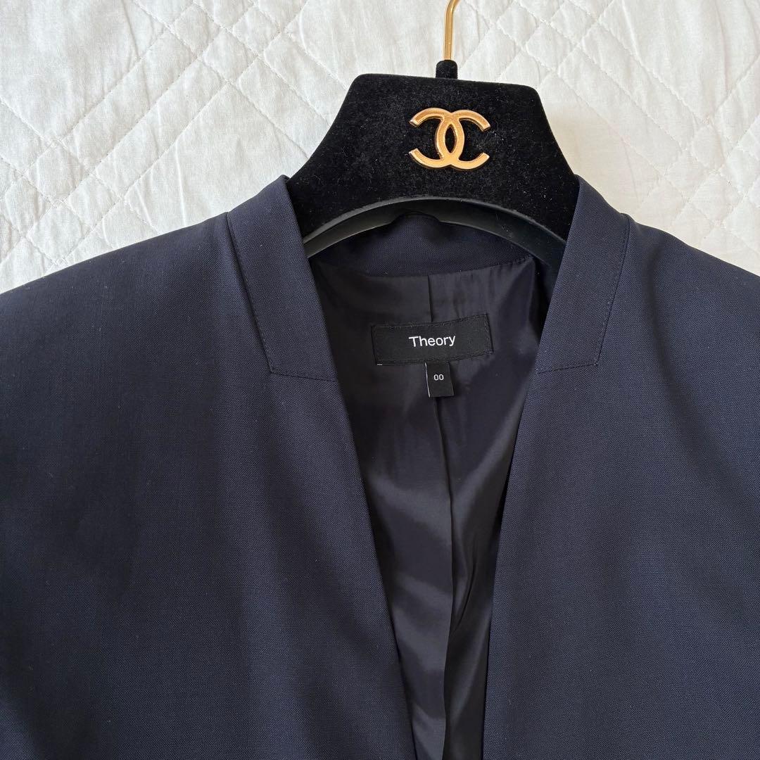 Theory ノーカラージャケット ネイビー フォーマル ビジネス ネイビー