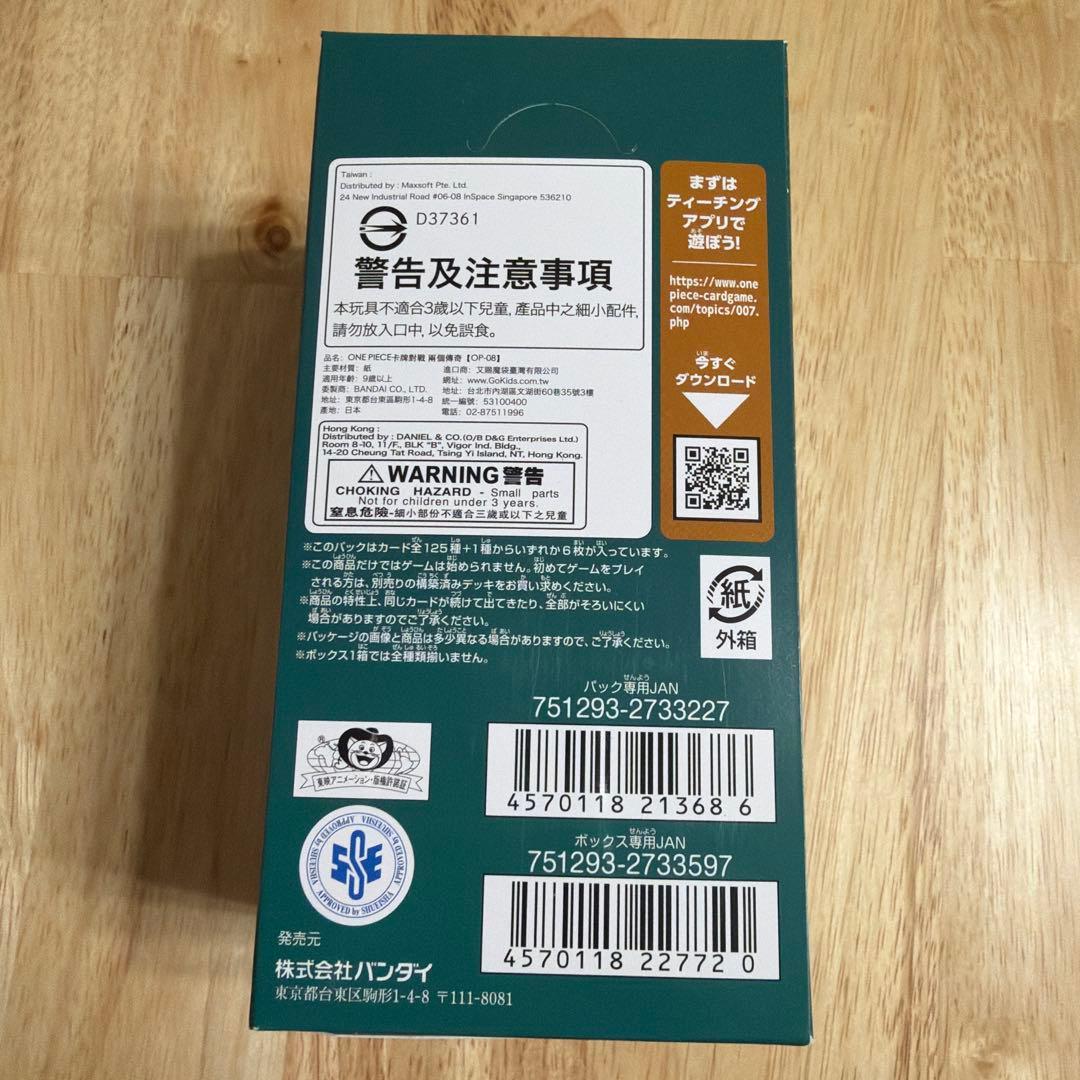 二つの伝説 ONE PIECE CARD GAME OP-08 未開封BOX