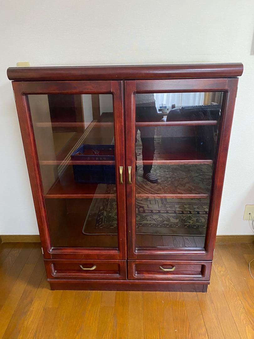 karimoku オールド カリモク キャビネット 木製 ボード ガラス扉付