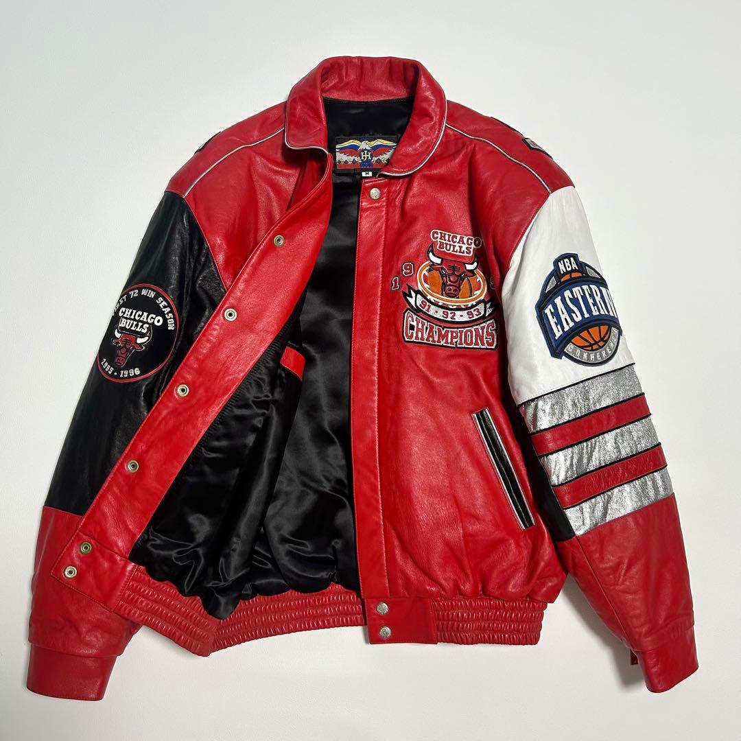 希少JEFF HAMILTON シカゴ・ブルズ レザースタジャン レッド M