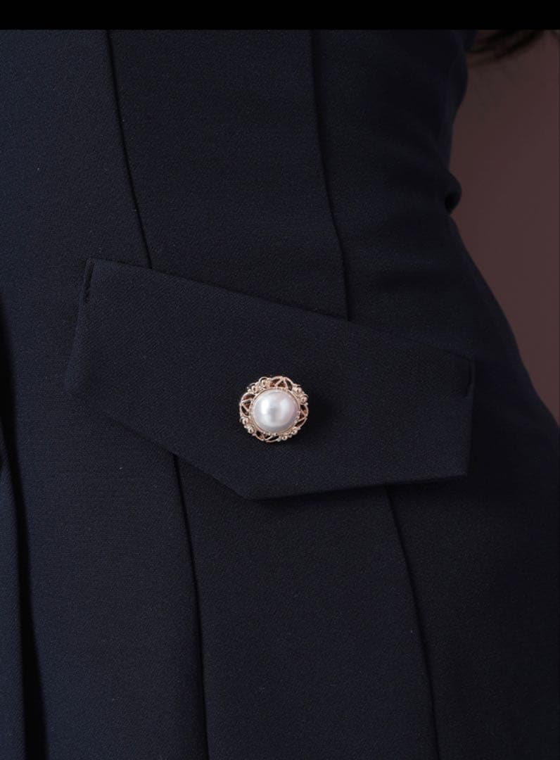 b*様 【an/アン】襟付き/パールボタン/ポケットデザイン/ Aライン/キャバ