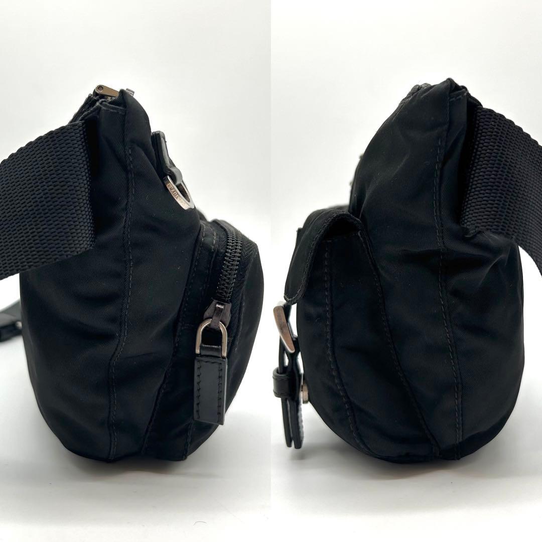 【新型 美品】PRADA プラダ ボディバッグ テスートナイロン 三角ロゴ 黒