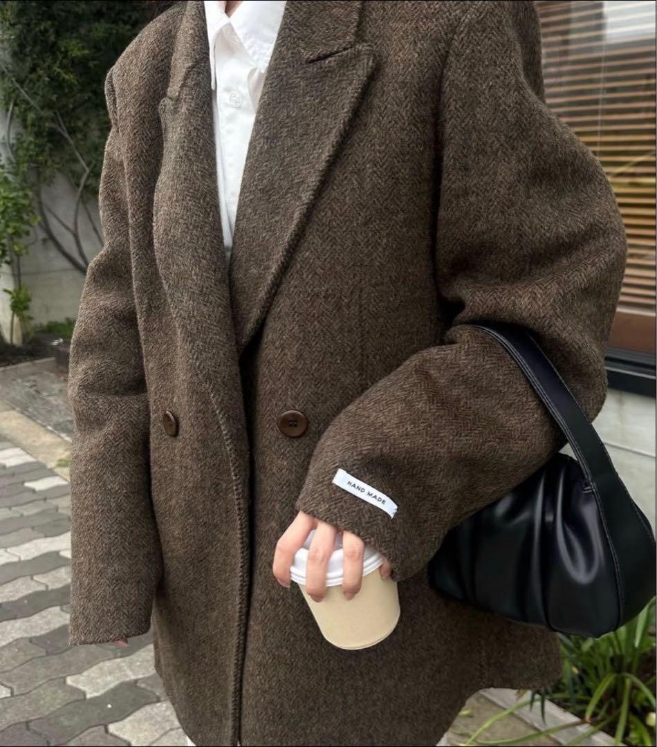 【値下げ可‼️】lawgy ハンドメイドヘリンボーンジャケットアウター